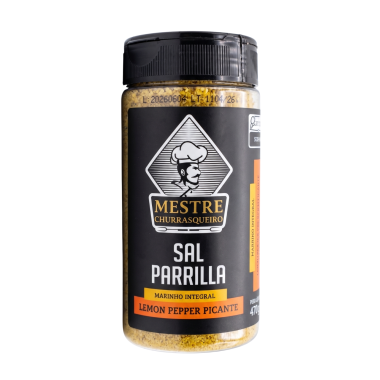 Sal Parrilla Marinho Integral Lemon Pepper Picante Mestre Churrasqueiro 470g