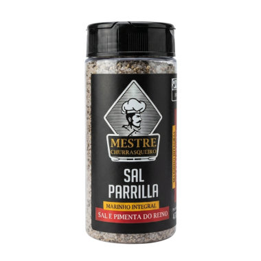 Sal Parrilla Marinho Integral Sal e Pimenta do Reino Extra Fino Mestre Churrasqueiro 470g